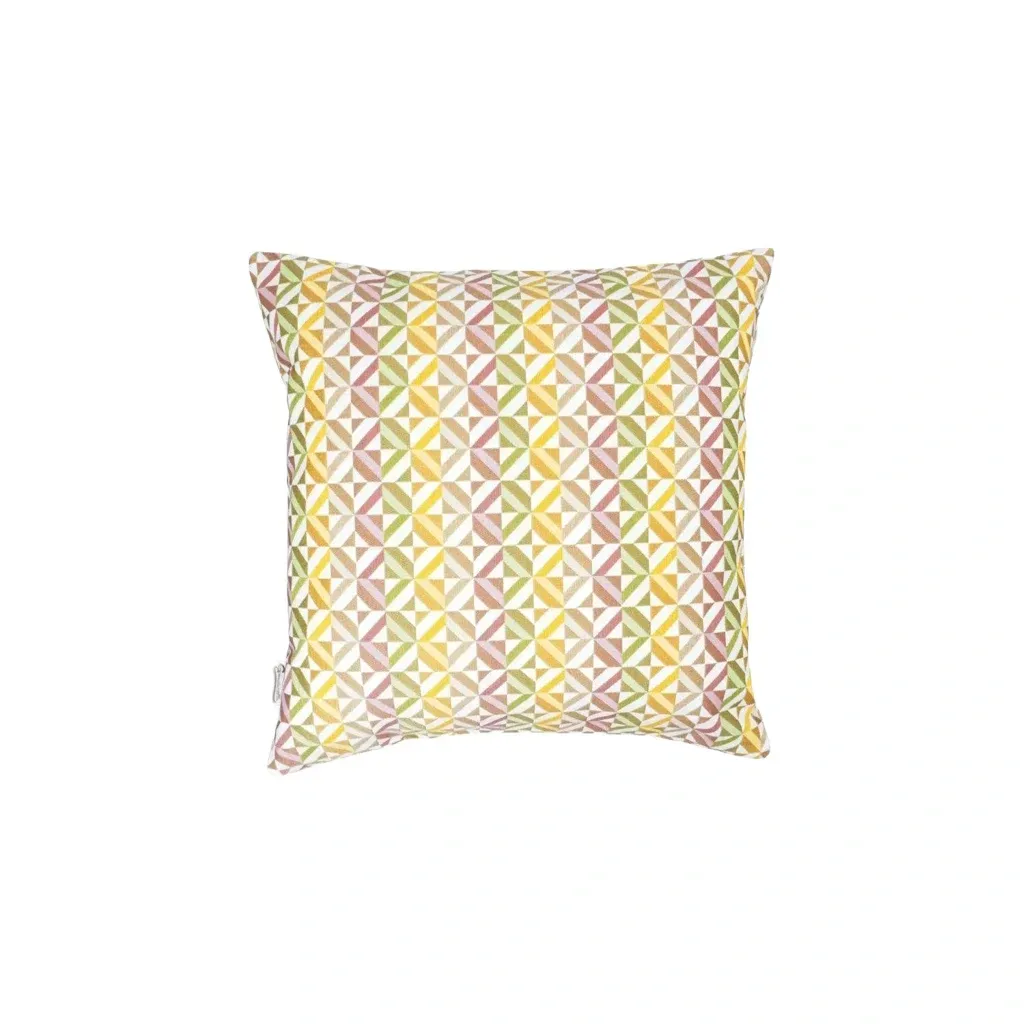 Kissen geometrisches Muster in buntem Frühlings-Pastell Jacquardstoff, 45x45cm - Handmade Bild 1