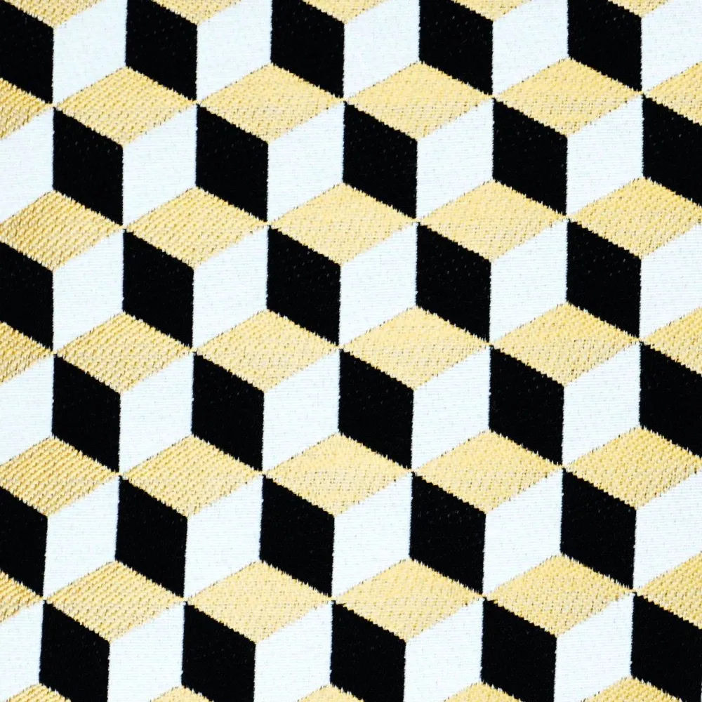 Kissen 3D Würfel Luxus-Jarquardstoff gold schwarz weiß glänzend, 45x45cm - Handmade Bild 1