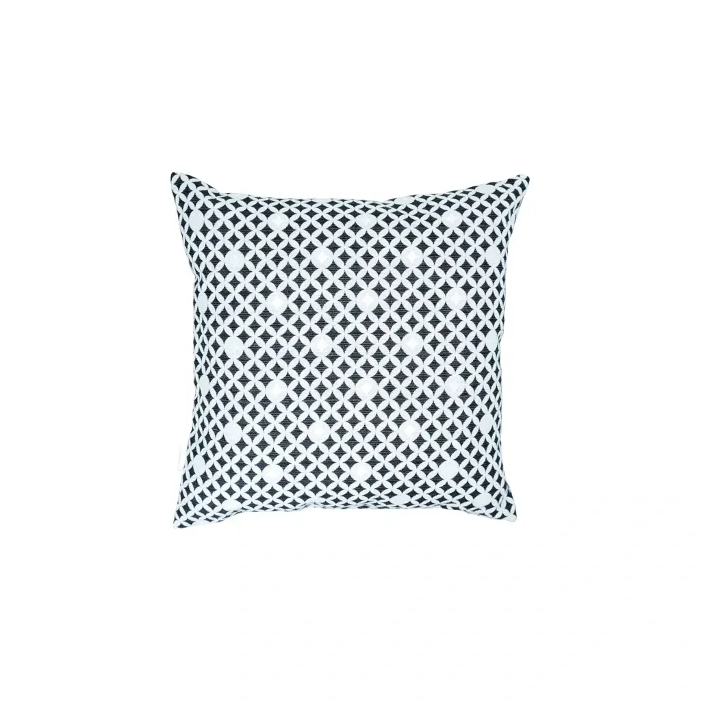 Kissen Rauten und Kreise geometrisch Jacquard grau, schwarz, silbern schimmernd, 45x45cm - Handmade Bild 1 
