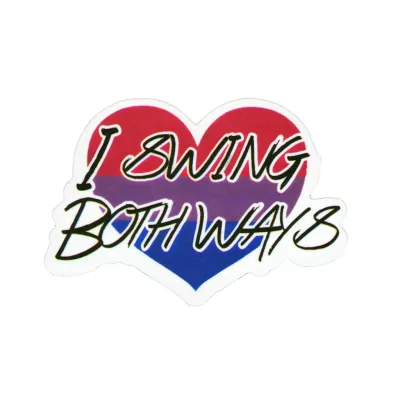 Sticker, Pride, Bi Heart I Swing Both Ways, Bi #244*