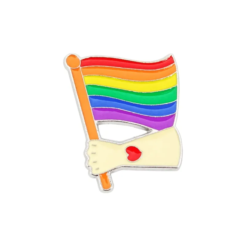 Love Hand mit Rainbow Flagge Pride Pin - 35x27mm Emaille, LGBTQ Pride Accessoire. Pride Shop Deutschland. Bild 1