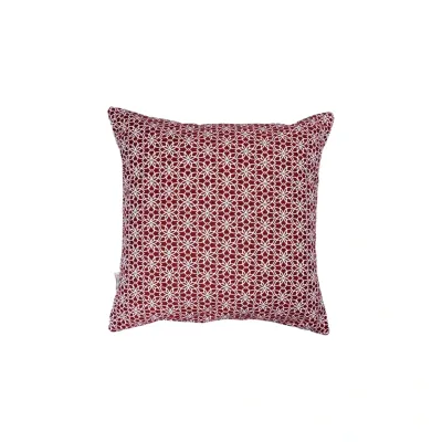 Kissen floral geometrisch rot und weiß, 45x45cm - Handmade Bild 1