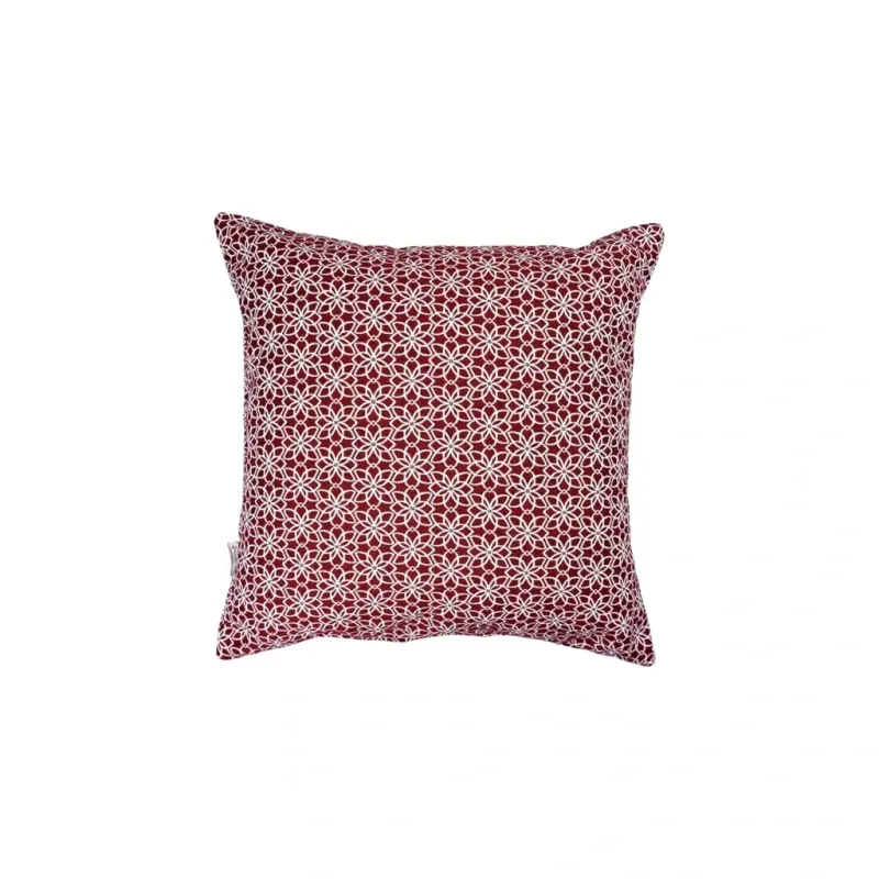 Kissen floral geometrisch rot und weiß, 45x45cm - Handmade Kissen floral geometrisch rot und weiß, 45x45cm - Handmade Bild 1