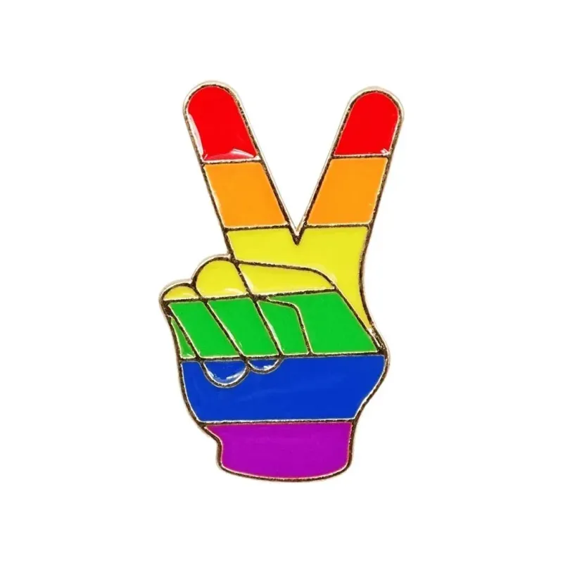 Pride Pin Regenbogen Peace Hand Anstecknadel, Pride Accessoire für Liebe, Frieden & Akzeptanz. Bild (1)