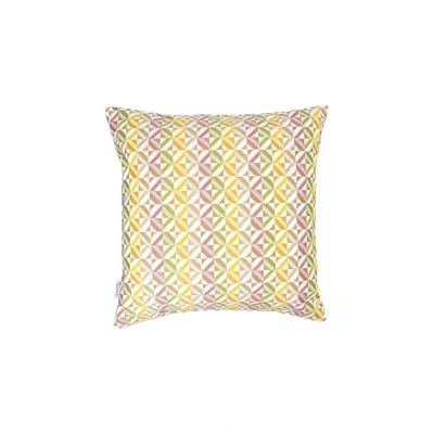 Kissen geometrisches Muster in buntem Frühlings-Pastell Jacquardstoff, 45x45cm - Handmade Bild 1