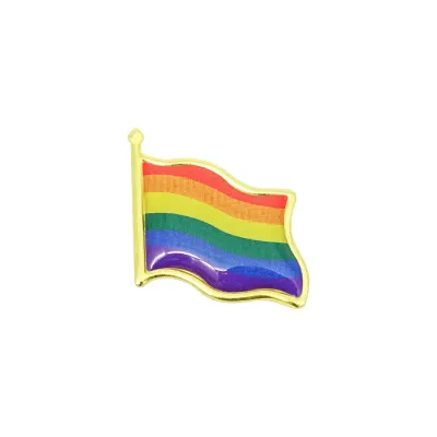 Wehende Rainbow Flagge Pride Pin - 22x22mm Silikon, Messing, LGBTQ Pride Accessoire. Pride Shop Deutschland. Bild 1