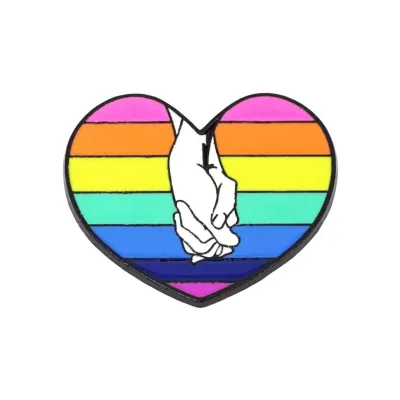 Herz mit Zwei Händen Pin - 34x34mm Emaille, Brüniertes Weißblech, Pride Accessoire Emaille-Pin in Form eines Herzens mit zwei Händen, 34x34mm, von Genderella® Bild 1