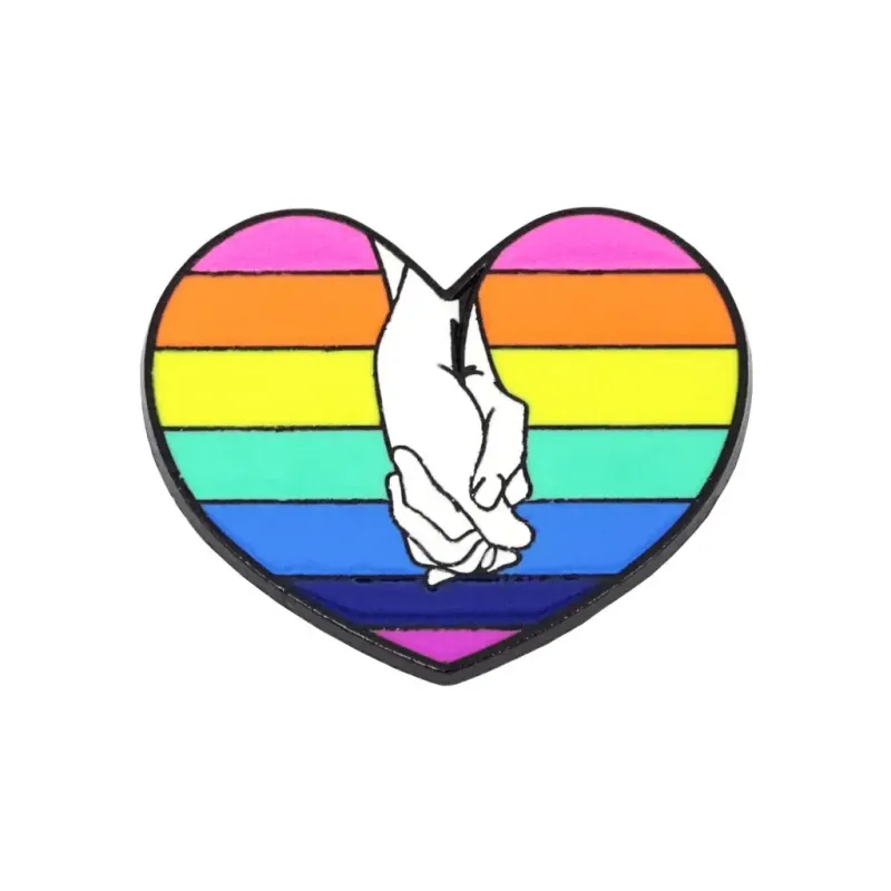 Emaille-Pin in Form eines Herzens mit zwei Händen, 34x34mm, von Genderella® Bild 1