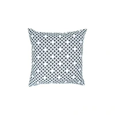 Kissen Rauten und Kreise geometrisch Jacquard grau, schwarz, silbern schimmernd, 45x45cm - Handmade Bild 1 