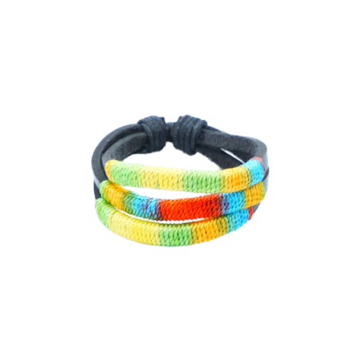 Triplet Armband - Schwarzes Kunstleder mit Bunten Applikationen, Pride Schmuck Triplet Armband - Schwarzes Kunstleder mit Bunten Applikationen, Pride Schmuck