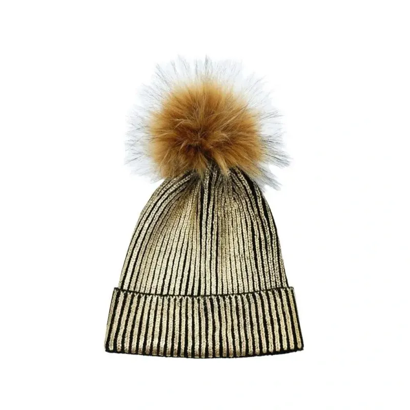 Strickmütze mit Bommel, Beanie, Luxury-Metallic Gold & Black - Pride Mütze Strickmütze mit Bommel, Beanie, Luxury-Metallic Gold & Black Bild 1