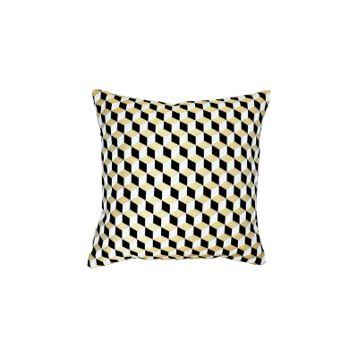 Kissen 3D Würfel Luxus-Jarquardstoff gold schwarz weiß glänzend, 45x45cm - Handmade Bild 1