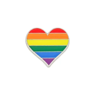 Pin Pin "Herz Regenbogenfarben" 28x25mm - Emaille Weißblech Messing