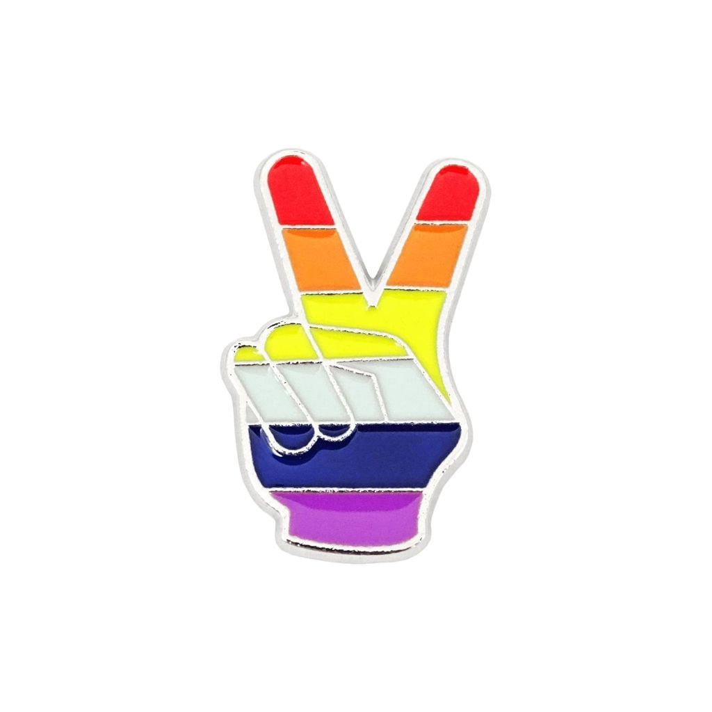 Pin Pin "Peace Hand klein" 20x30mm - Emaille Weißblech - Pride Accessoire