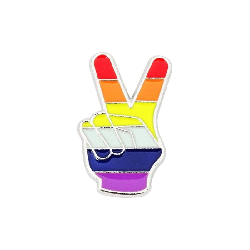 Pin Pin "Peace Hand klein" 20x30mm - Emaille Weißblech - Pride Accessoire