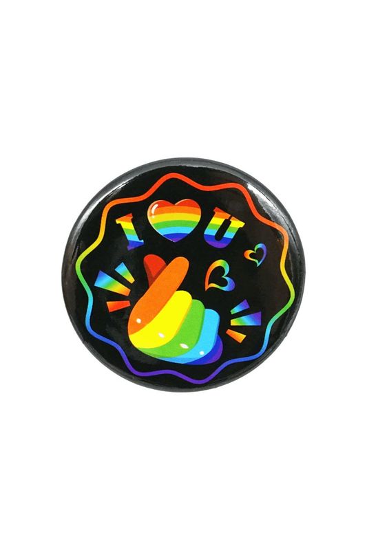 Button Button "I Love U Fingerschnippen" 40mm - Pride Anstecker
