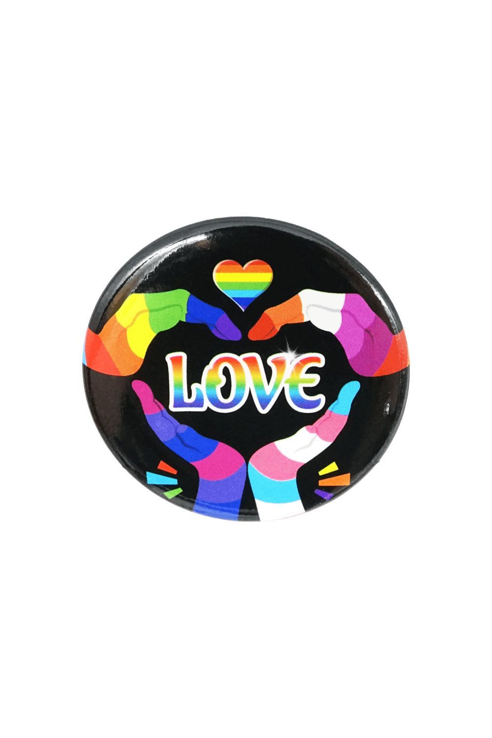 Button "Love-Hands" 40mm - Pride Anstecker