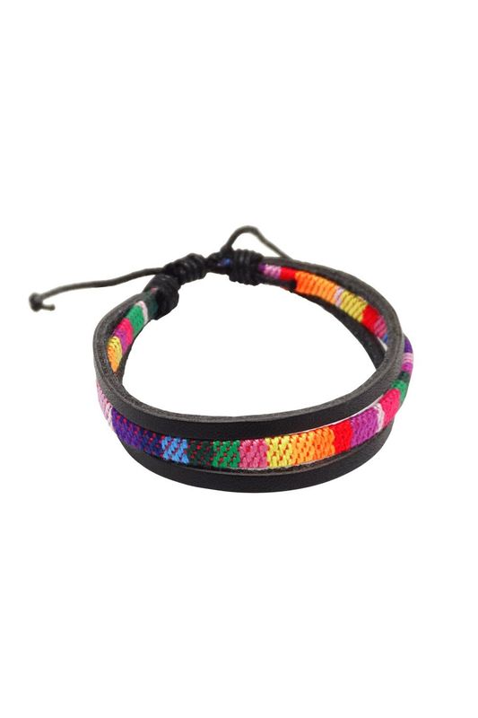 Armband Lederimitat dreiteilig Regenbogenfarben - Pride Schmuck