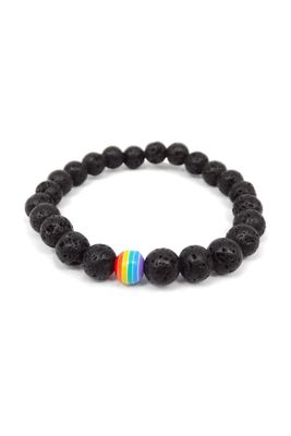 Armband Armband "Regenbogenperle", schwarz bunt - Pride Schmuck