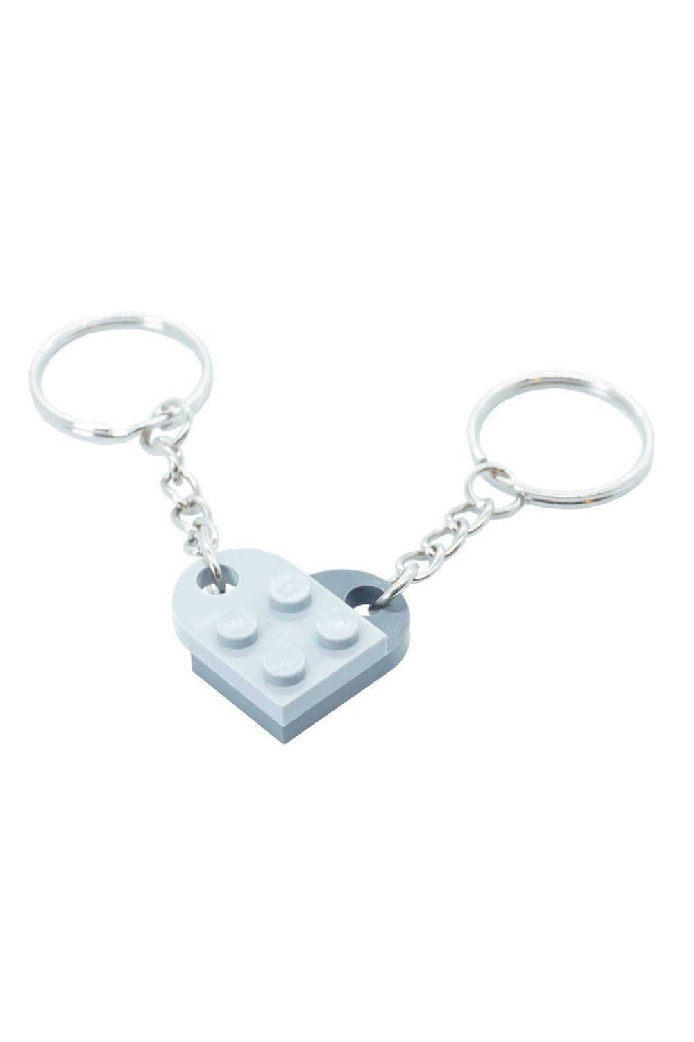 Schlüsselanhänger - Herz gefertigt aus LEGO® Steinen - Handmade - Bi-Color light Grey and Grey - Pride Accessoire Schlüsselanhänger - Herz gefertigt aus LEGO® Steinen - Handmade - Bi-Color light Grey and Grey - Pride Accessoire