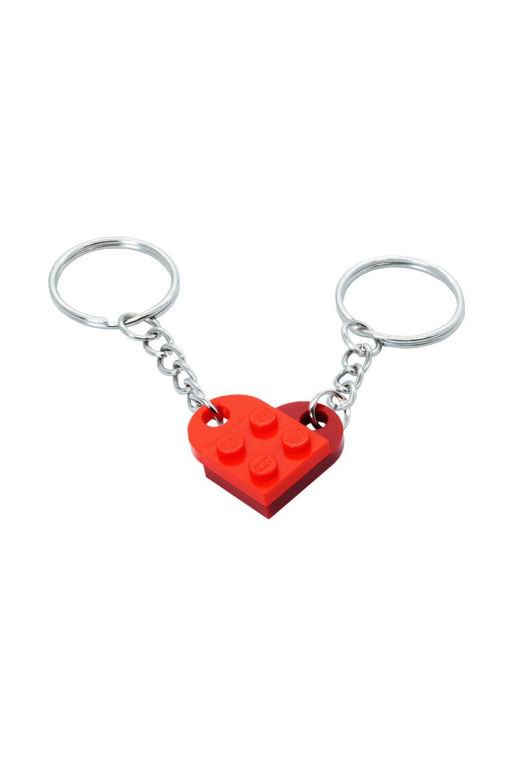 Schlüsselanhänger - Herz gefertigt aus LEGO® Steinen - Handmade - Bi-Color light Red an Red - Pride Accessoire