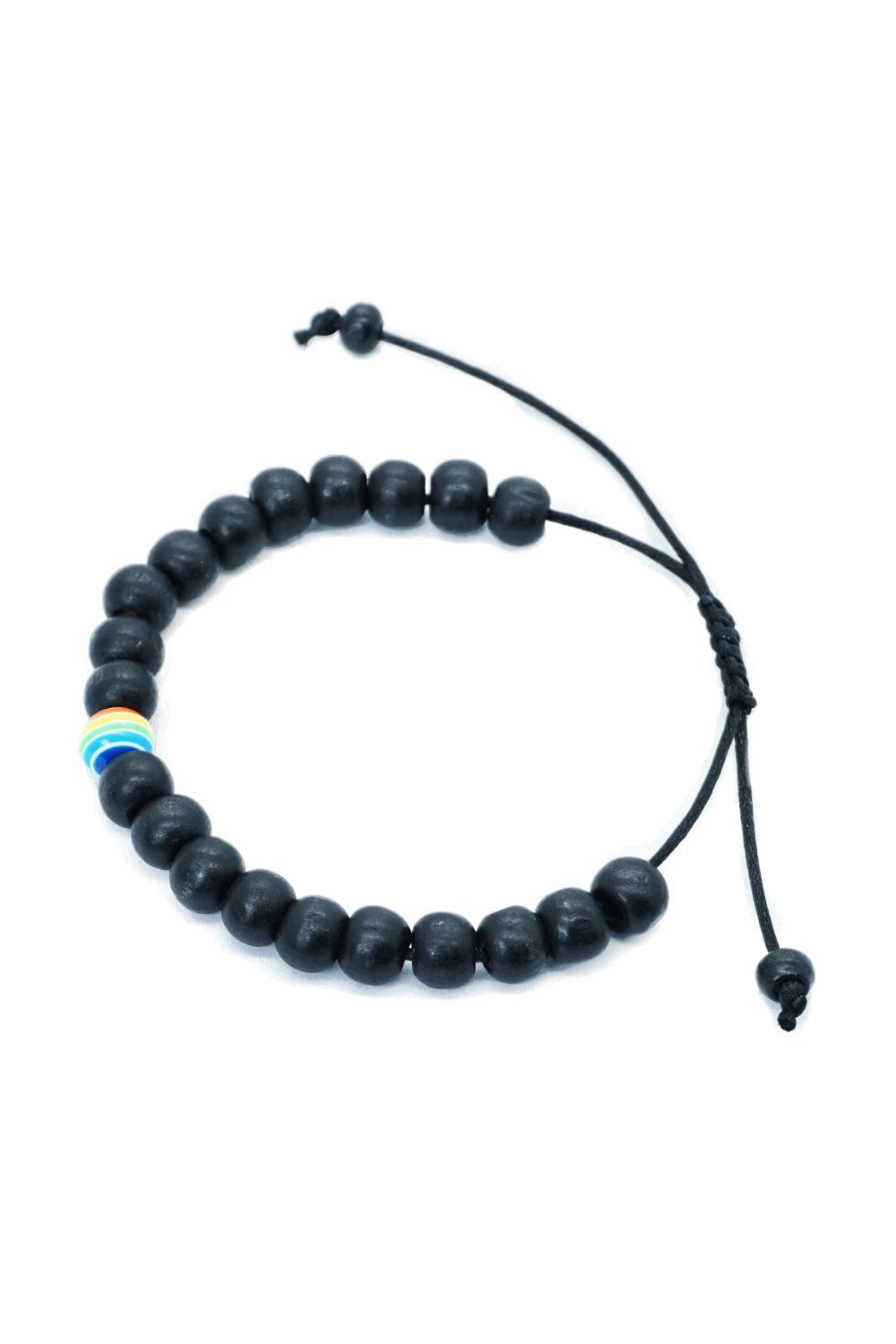 Armband Armband "Perlenarmband schwarz mit Regenbogenperle" - Pride Schmuck