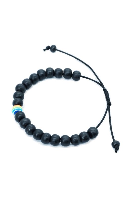 Armband Armband "Perlenarmband schwarz mit Regenbogenperle" - Pride Schmuck