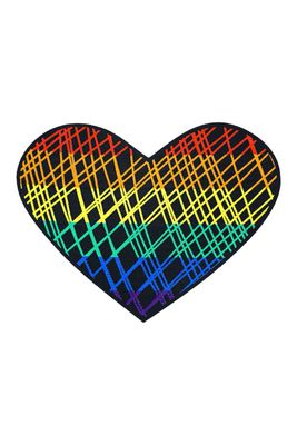Gewebter Laptop-Sticker XXL - Pride Rainbow Gitterherz, Schwarz Regenbogenfarben Gewebter Laptop-Sticker XXL - Pride Rainbow Gitterherz, Schwarz Regenbogenfarben