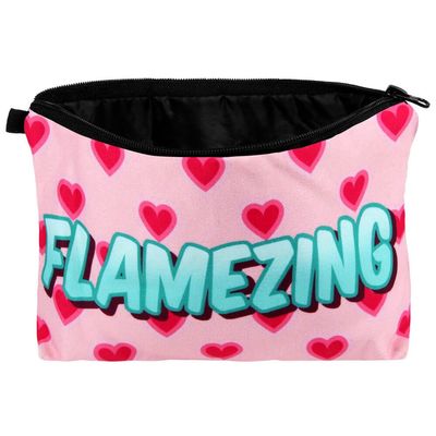 Flamezing Hearts Kosmetiktasche - Türkis auf Rosa, Pride Beauty Accessoire