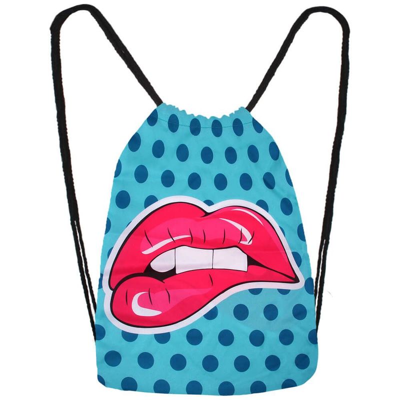 Hot Lips Gymbag - Sexy Lippen auf Blau Gepunktet, Pride Tasche Hot Lips Gymbag - Sexy Lippen auf Blau Gepunktet, Pride Tasche