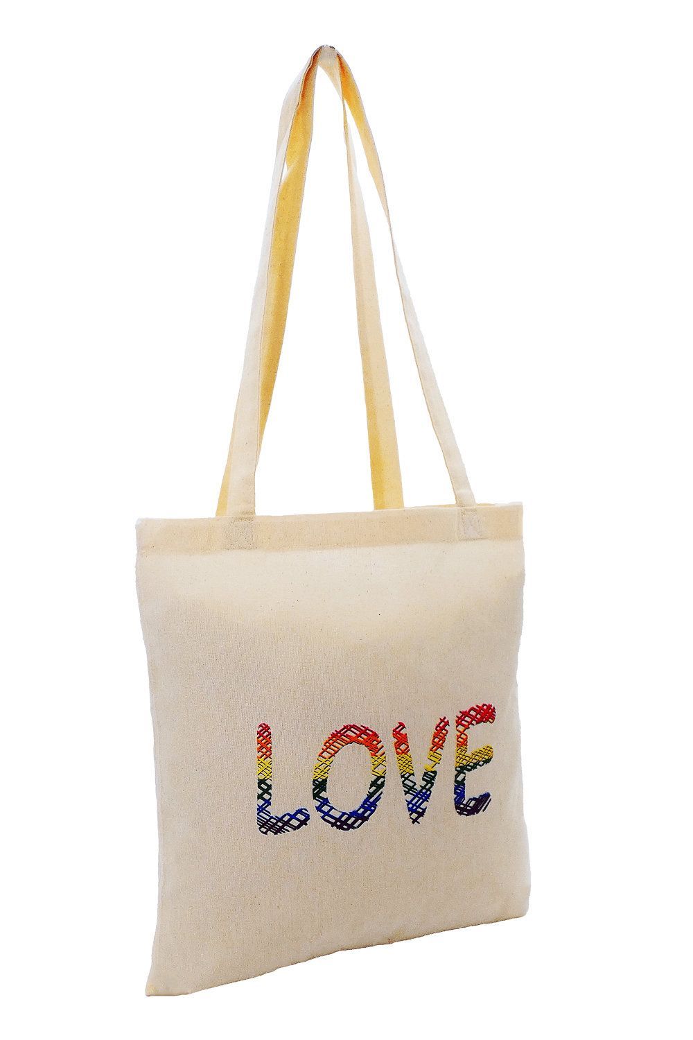 Love Einkaufstasche in Jasmin Beige, Gitter-Regenbogen - Pride Love Einkaufstasche in Jasmin Beige, Gitter-Regenbogen - Pride