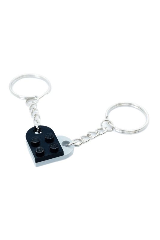 Herz Schlüsselanhänger - Herz gefertigt aus LEGO® Steinen - Handmade - Bi-Color Schwarz und Grau