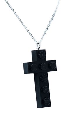 Kreuz Kreuz "Black Cross" Halskette gefertigt aus LEGO® Steinen - Handmade