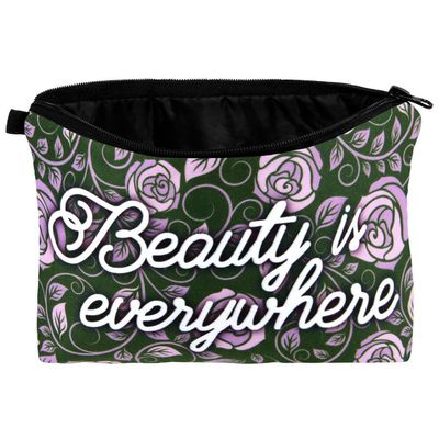 Kosmetiktasche Kosmetiktasche "Beauty is Everywhere", Weiß auf Lila Blumen