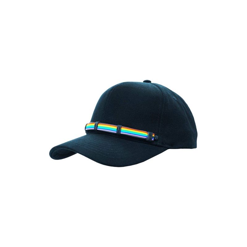 Cap, schwarz , Rainbow Stripe Belt Applikation, Unisex - Pride Cap Cap, schwarz , Rainbow Stripe Belt Applikation, Unisex - Pride Cap