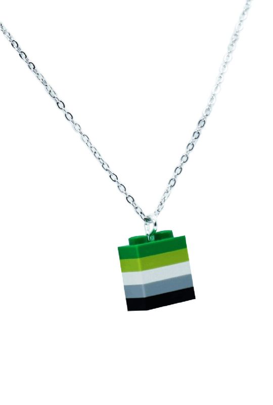 Aromantic Pride Halskette gefertigt aus LEGO® Steinen - Handmade Aromantic Pride Halskette gefertigt aus LEGO® Steinen - Handmade