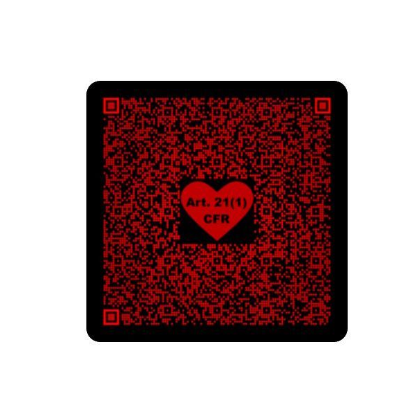 QR-Code "Art. 21(1) CFR" Hochglanz Laptopsticker - Rot Schwarz