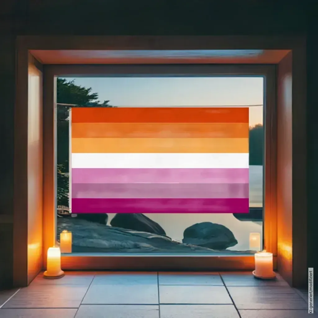 Lesbisch Flagge, Fahne, Sunset Lesbian Flag - (90x150cm) - Pride Flagge