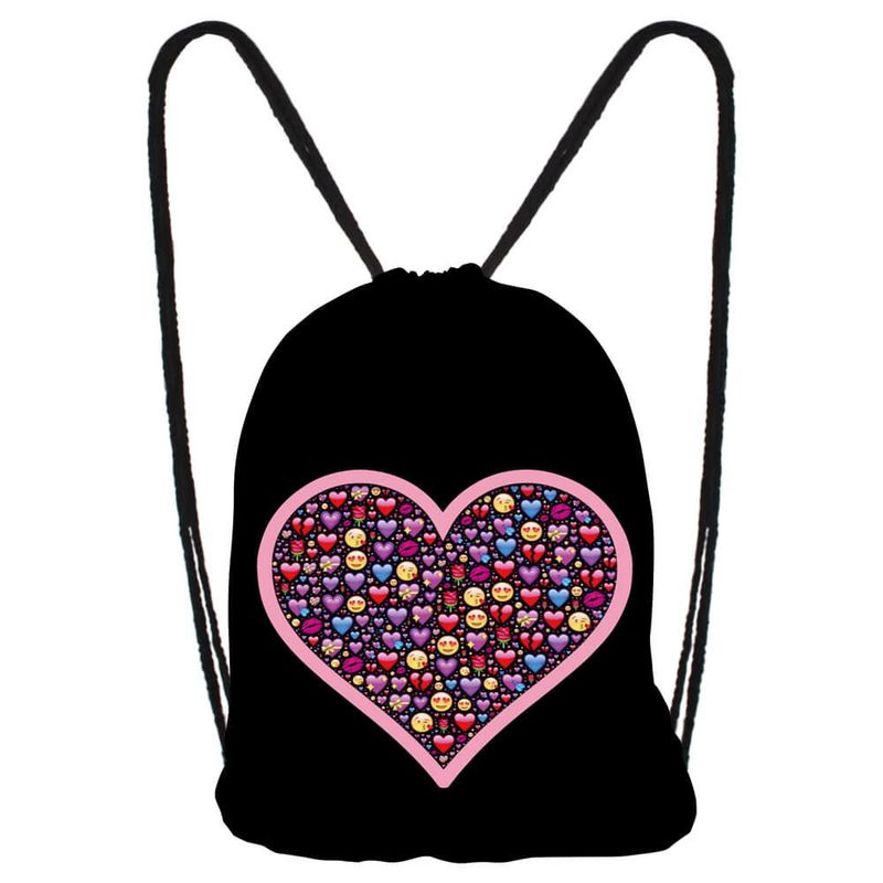 Gymbag Herzen Farbe - Pink-Buntes Herz auf Schwarz, Pride Tasche Gymbag Herzen Farbe - Pink-Buntes Herz auf Schwarz, Pride Tasche