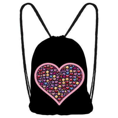 Gymbag Herzen Farbe - Pink-Buntes Herz auf Schwarz, Pride Tasche Gymbag Herzen Farbe - Pink-Buntes Herz auf Schwarz, Pride Tasche