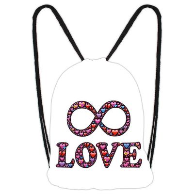 Gymbag Gymbag "Infinite Love" bunte Herzen auf weißem Grund - Pride Tasche