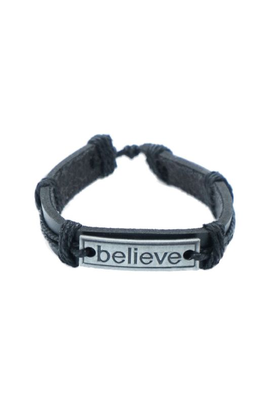 Kunstlederarmband Kunstlederarmband "Believe" mit Metallapplikation - Pride