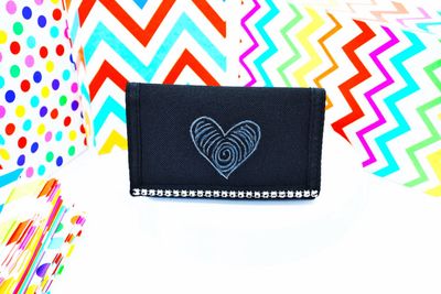Crazy Heart Geldbörse, Schwarzes Wallet Handbemalt - Pride Crazy Heart Geldbörse, Schwarzes Wallet Handbemalt - Pride