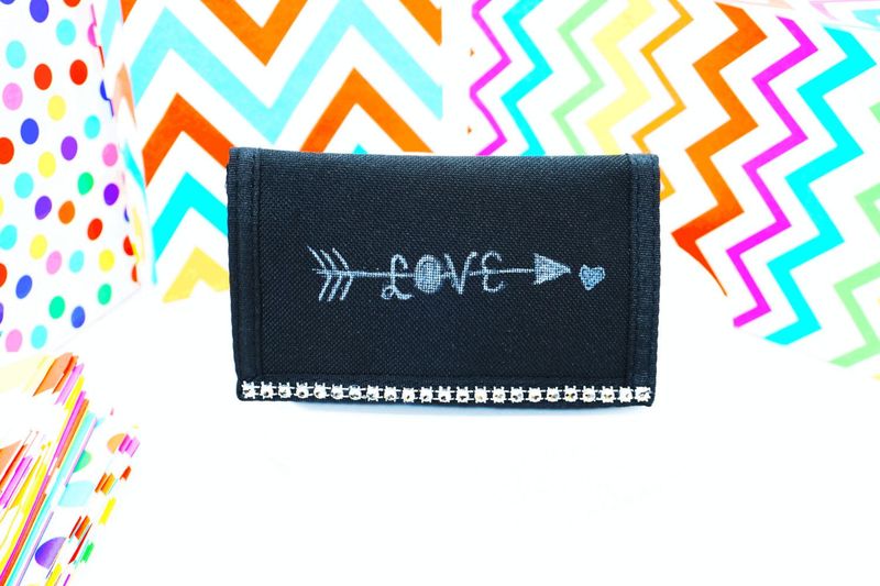 Arrow of Love Geldbörse - Handbemalt Schwarzes Wallet - Pride