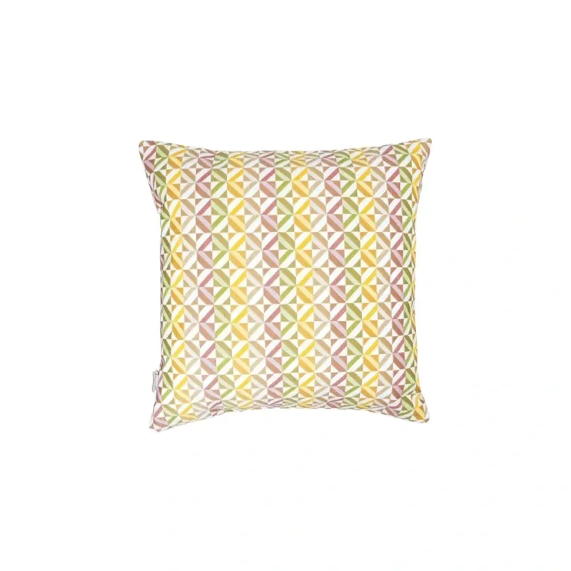 Kissen geometrisches Muster in buntem Frühlings-Pastell Jacquardstoff, 45x45cm - Handmade Kissen geometrisches Muster in buntem Frühlings-Pastell Jacquardstoff, 45x45cm - Handmade Bild 1