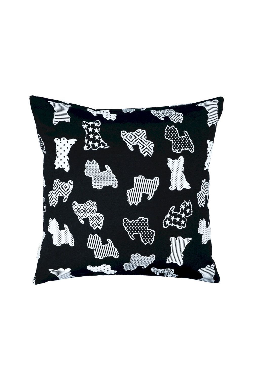 Kissen Hunde Dogs in Schwarz Weiß Premium Jacquardstoff, 45x45cm - Handmade