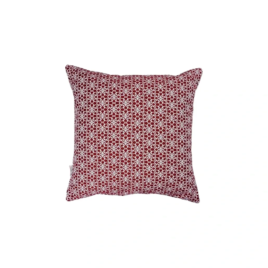 Kissen floral geometrisch rot und weiß, 45x45cm - Handmade Bild 1