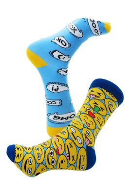 Unisex-Socken Emoticon, bunt blau gelb - Pride-Fashion - 2er-Pack Unisex-Socken Emoticon, bunt blau gelb - Pride-Fashion - 2er-Pack