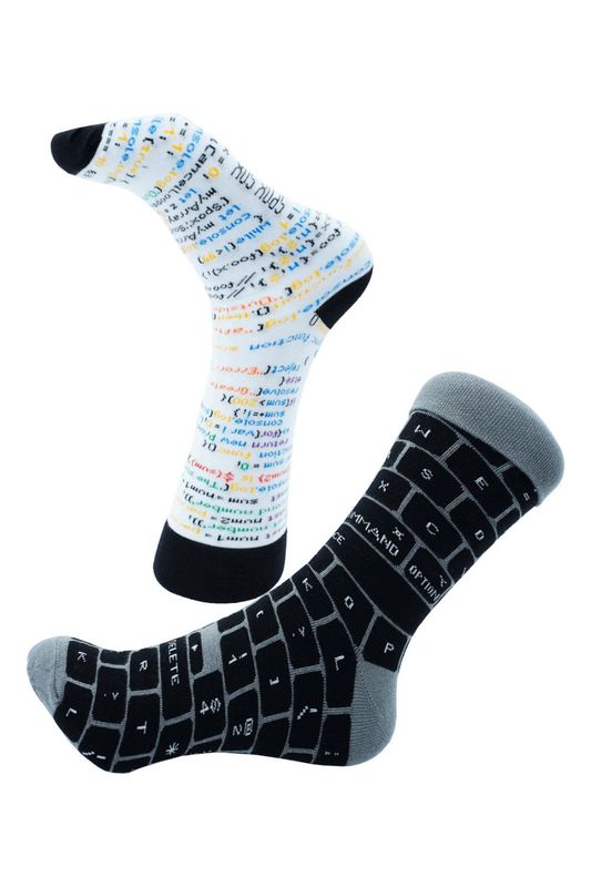 Hello-World Unisex-Socken, Bunt Schwarz Weiß - 2er-Pack