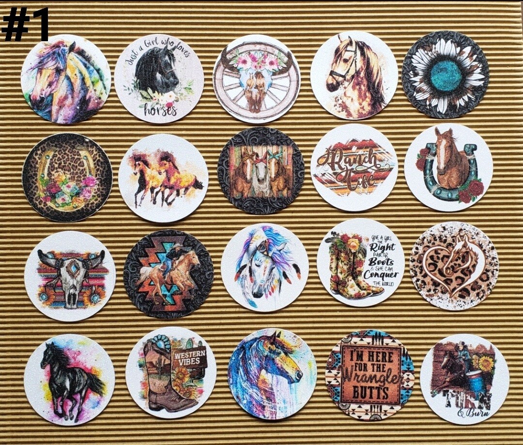 Western Themed Car Freshy Cardstock Rounds